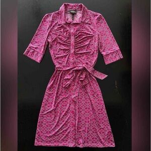 Laundry 3/4 length sleeve button down hot pink dress
Size- 8